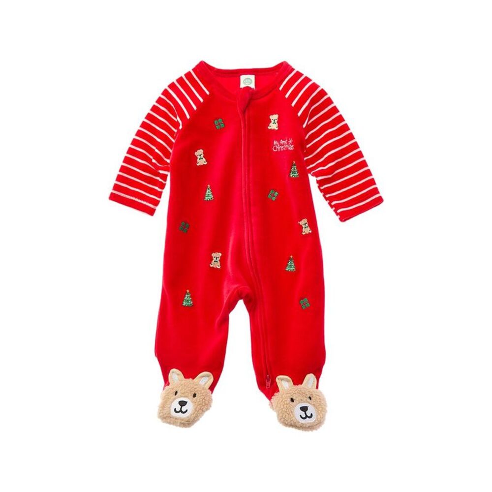 Little Me Girls Toy Bear Footie, Red